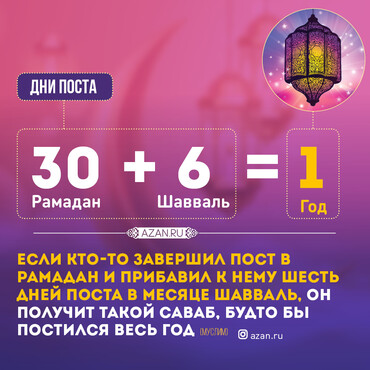 Кто будет держать пост весь Рамадан, а затем еще шесть дней в Шаввале